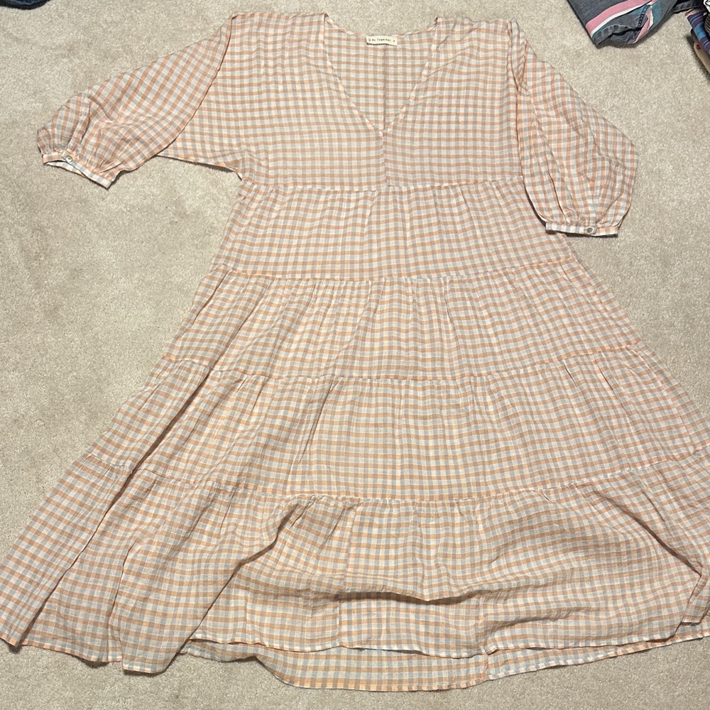 By Together cotton gingham tiered dress